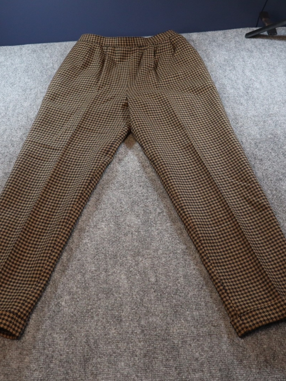 Jones New York Petite Houndstooth Wool Pants Womens 2P Brown Black Straight Leg